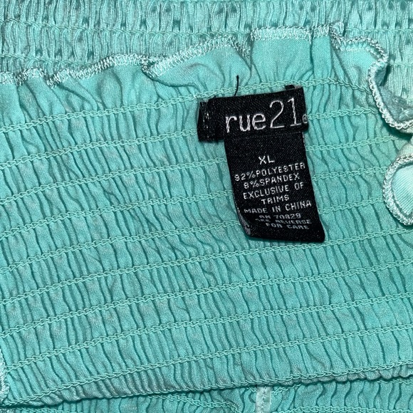 Rue 21 Teal Cinched Tube Top with Ruffle Trim - Picture 2 of 4